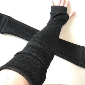 Black Fleece Arm Warmers Winter Gloves Elbow Length Sleeves Soft Made in the USA